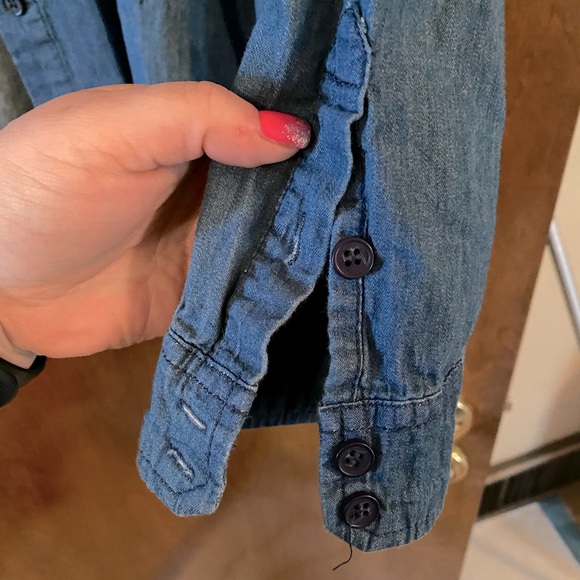 ⭐️ EUC-Lane Bryant Sz 20 Denim Frayed Ends Jean Button Down Shirt Top - Picture 5 of 6